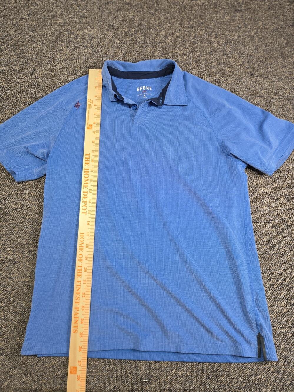 Rhone Polo Shirt Golf Men's Medium Blue Performance Stretch